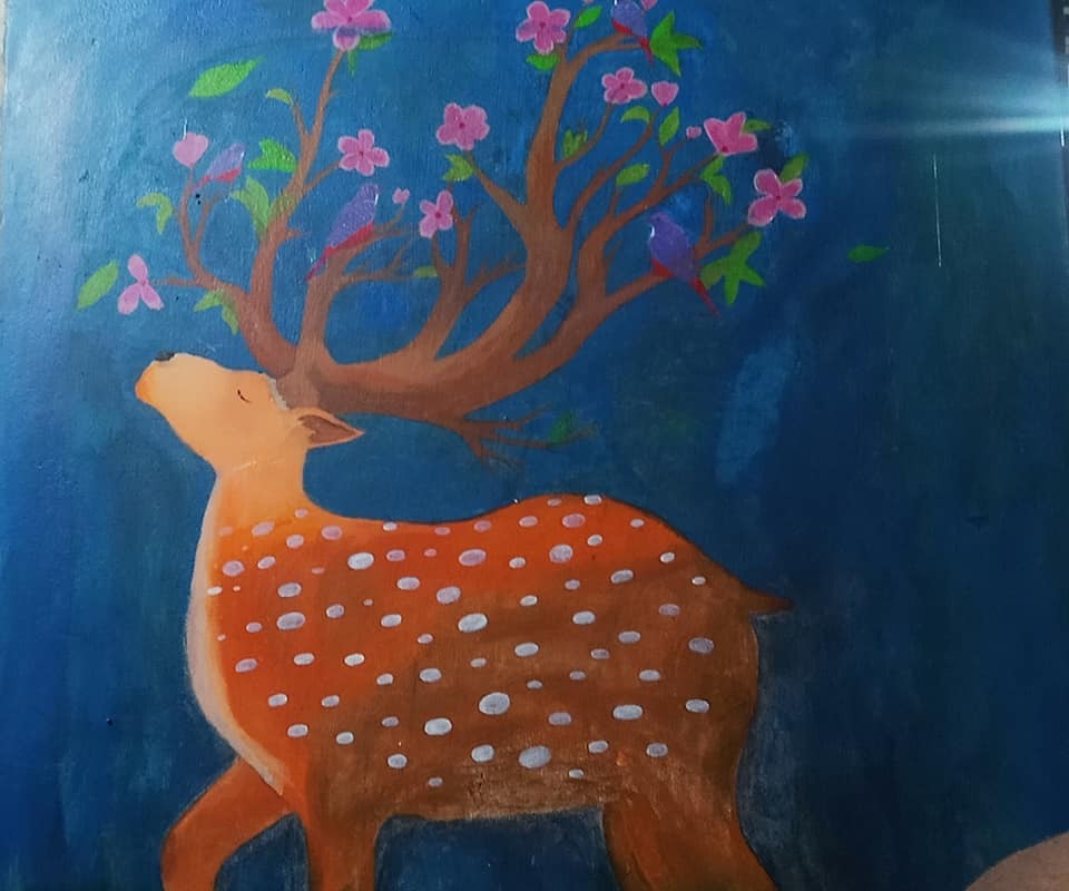 Deer with Tree - Nature's Harmony