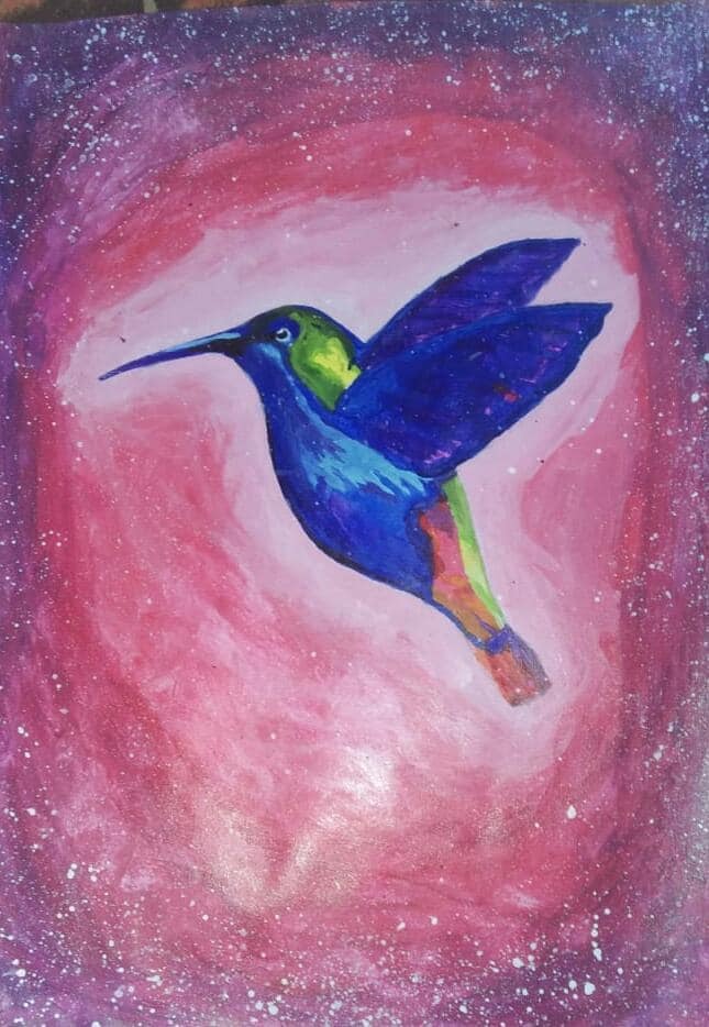 Hummingbird in Galaxy - Cosmic Beauty