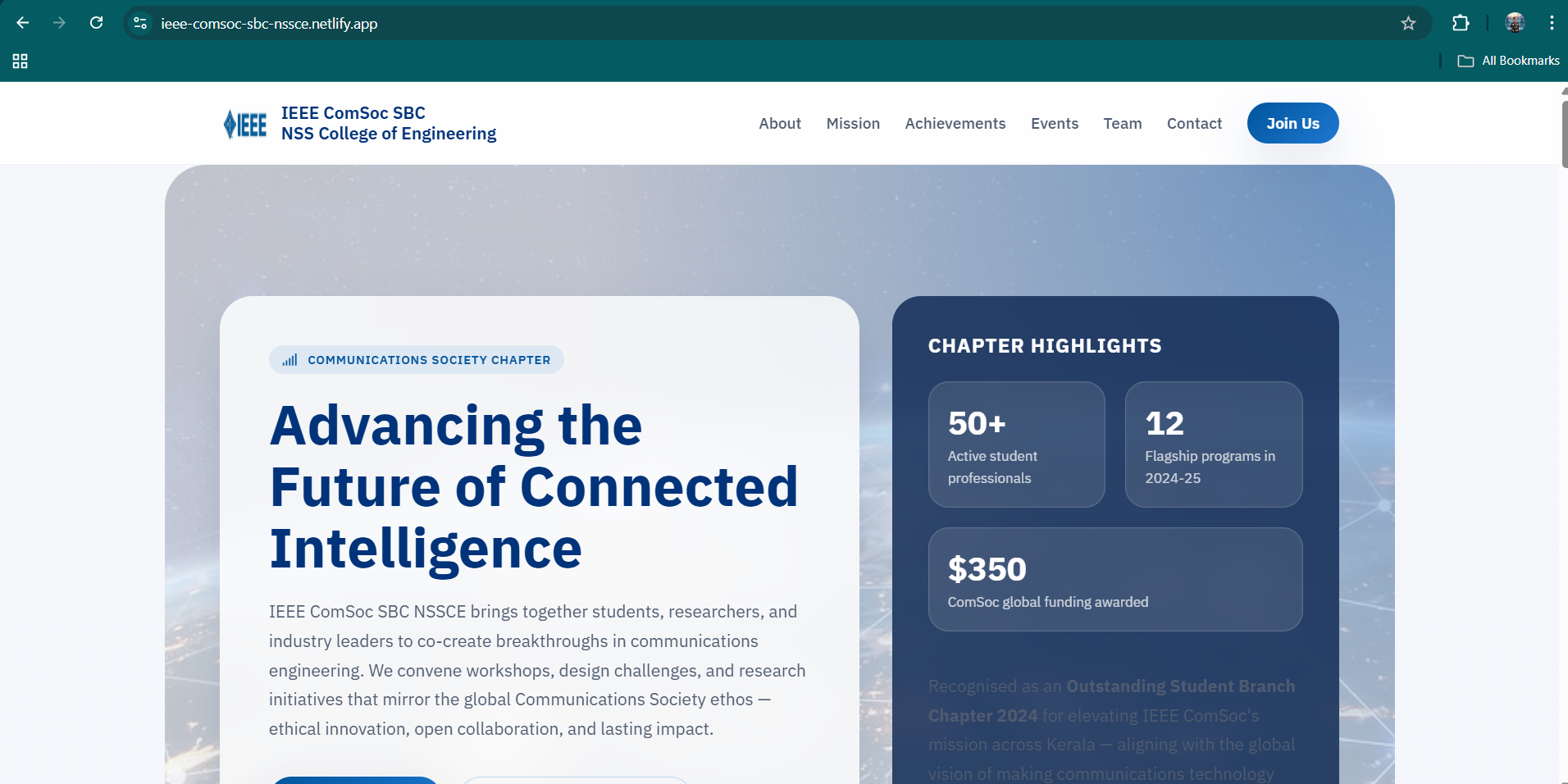 IEEE ComSoc SBC NSSCE Website